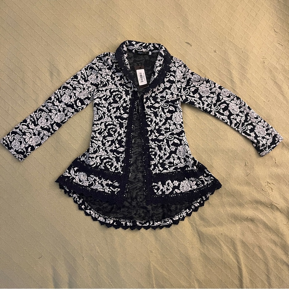 Girls Adore Navy and White Vintage Flared Cardigan size 7/8yr